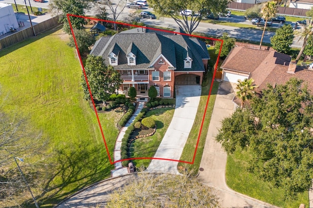 18226 Ennsbury Dr, Houston, TX 77084 - aerial view of property and surrounding area featuring property parcel outlined