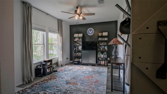 21386 Owl Rd, New Caney, TX 77357 - office area with ceiling fan