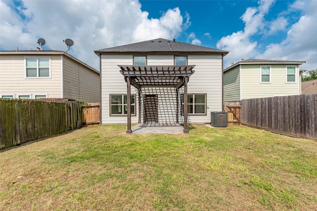 12034 Audubon Hill Ct, Houston, TX 77038 - rear view of property with a pergola, a patio, and central AC unit