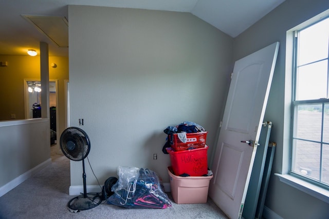 8000 Tee Dr, Austin, TX 78747 - laundry area with attic access, carpet floors, and baseboards