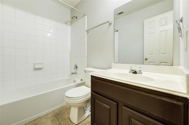19814 Lindenfield Pl, Katy, TX 77449 - full bathroom featuring toilet, vanity, tile patterned flooring, and  shower combination