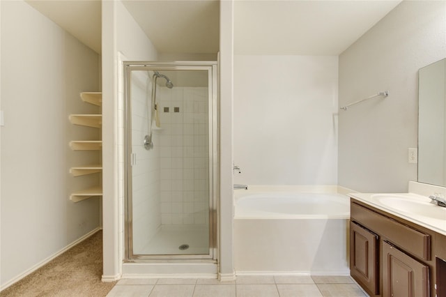 19814 Lindenfield Pl, Katy, TX 77449 - full bathroom featuring a shower stall, vanity, and a bath