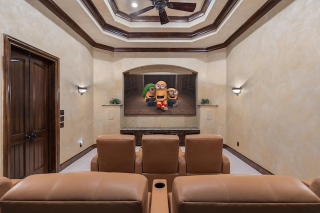 10 Maroon Creek Ct, Spring, TX 77389 - cinema with crown molding, ceiling fan, and baseboards