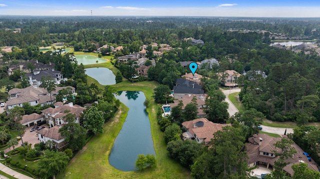 10 Maroon Creek Ct, Spring, TX 77389 - aerial view of property and surrounding area featuring a nearby body of water and nearby suburban area
