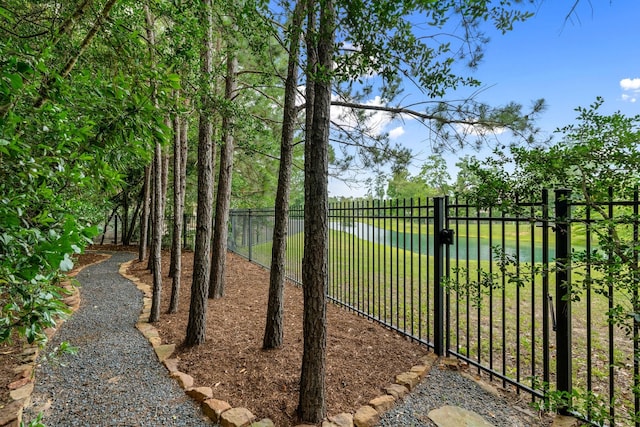10 Maroon Creek Ct, Spring, TX 77389 - view of yard featuring a water view and a gate