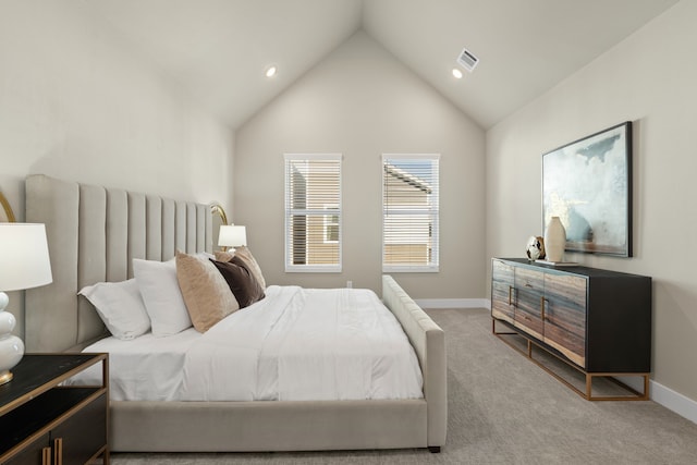 5809 Francis Oak Pl, Houston, TX 77091 - carpeted bedroom featuring lofted ceiling, baseboards, and recessed lighting