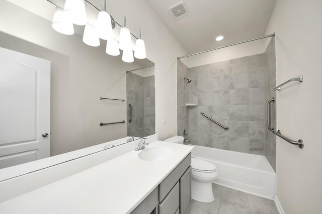 13003 Mills Creek Meadow Dr, Houston, TX 77070 - bathroom featuring toilet, vanity, shower / bathtub combination, and recessed lighting