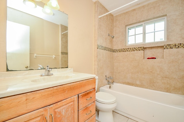5914 Newquay St, Houston, TX 77085 - full bath featuring vanity, toilet, shower / tub combination, and tile patterned floors