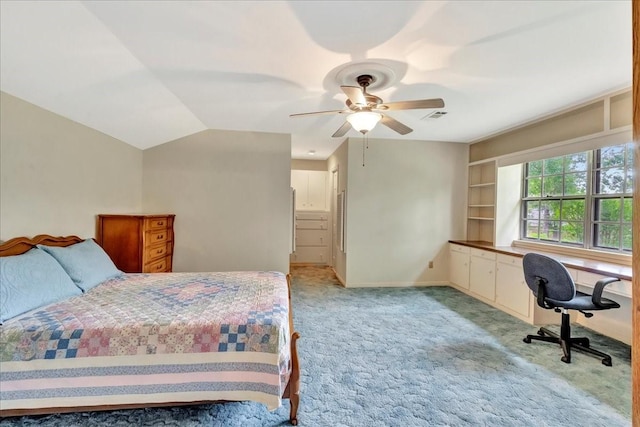 1705 E Texas Ave, Baytown, TX 77520 - bedroom with light carpet, a desk, baseboards, and a ceiling fan