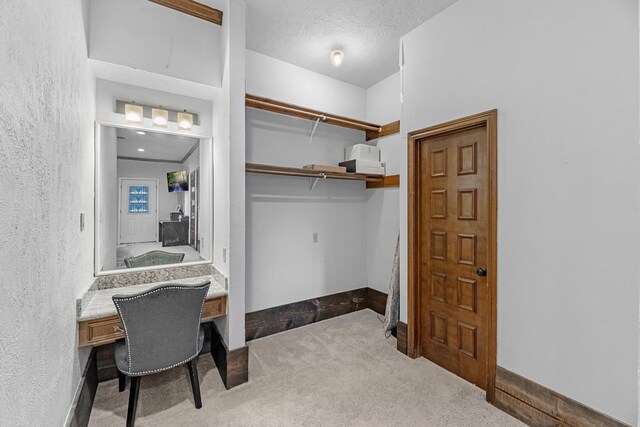 1915 Morton League Rd, Richmond, TX 77406 - home office featuring carpet, a textured ceiling, and baseboards
