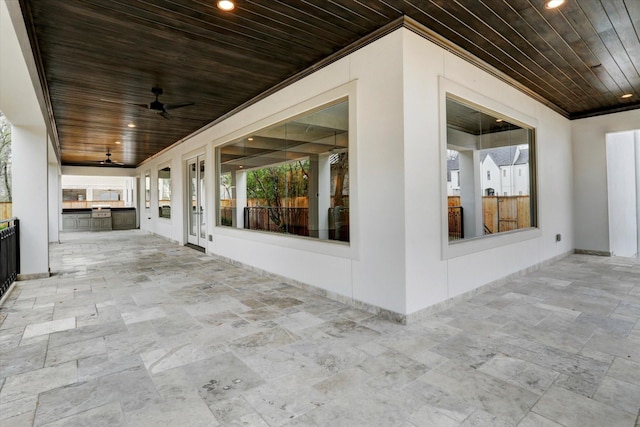 8304 Maple Ct, Bellaire, TX 77401 - view of patio / terrace with a ceiling fan and exterior kitchen