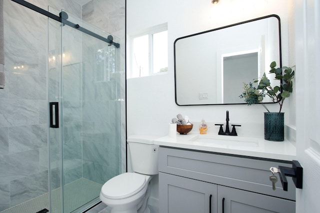 624 Pinewood Dr, Conroe, TX 77385 - full bathroom with toilet, vanity, and a shower stall