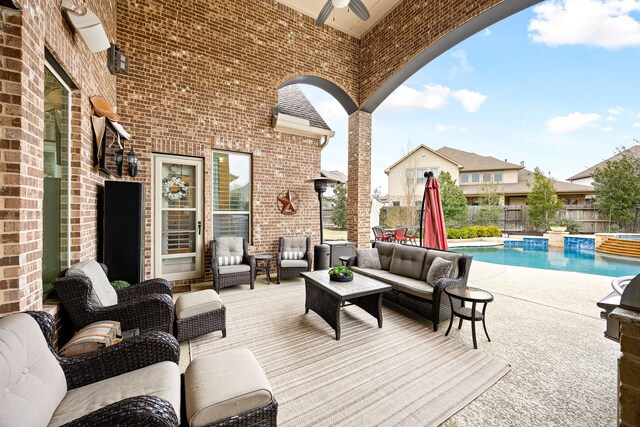 2803 Chester Knoll Ct, Katy, TX 77494 - view of patio with an outdoor living space and ceiling fan