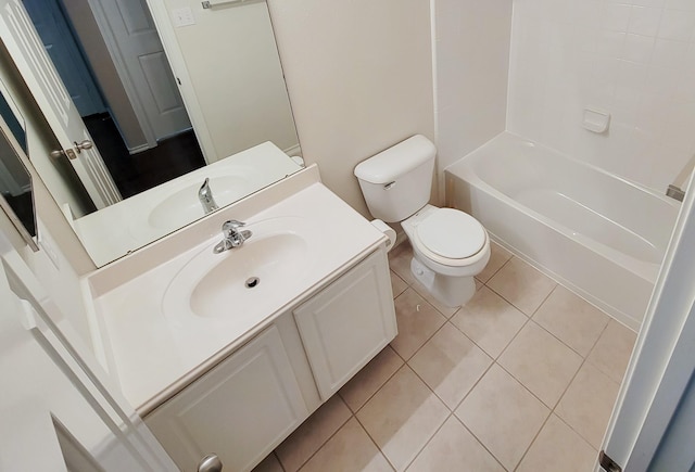 6135 Shelbourne Park Ln, Houston, TX 77084 - bathroom with toilet, vanity, tile patterned floors, and bathtub / shower combination