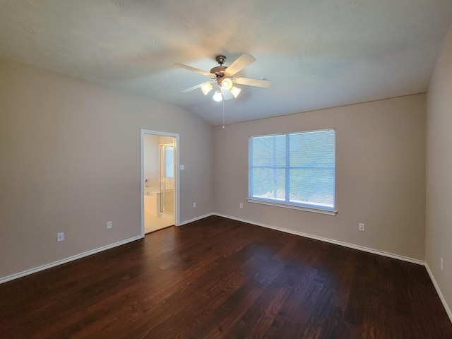 6135 Shelbourne Park Ln, Houston, TX 77084 - empty room with dark wood-style floors, baseboards, and ceiling fan