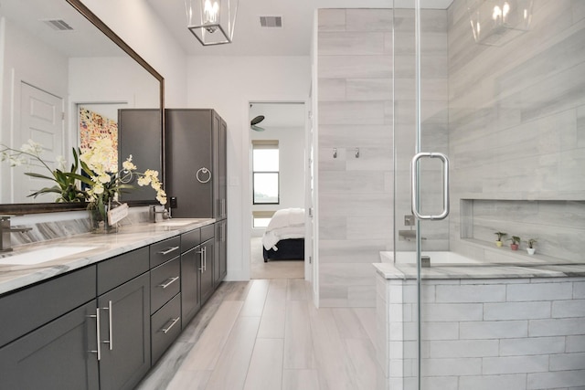 2917 Dallas St, Houston, TX 77003 - ensuite bathroom with double vanity and a stall shower