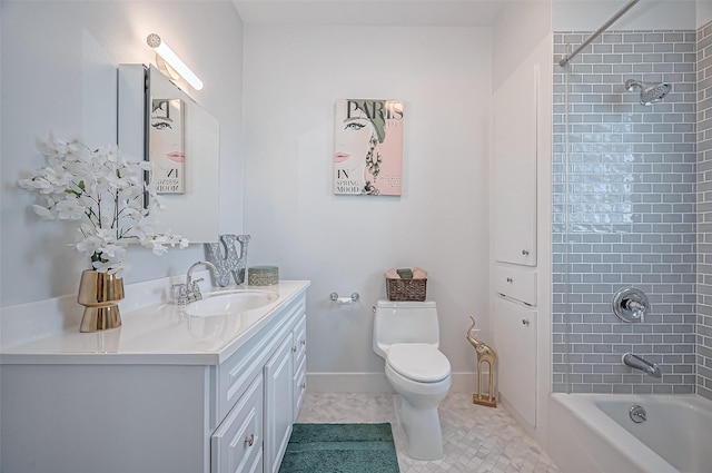 206 S Idaho St, La Porte, TX 77571 - bathroom featuring vanity, tile patterned floors, toilet, and shower / bath combination