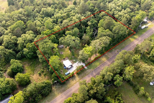 570 Fm 232, Crockett, TX 75835 - aerial view of property's location featuring property boundaries highlighted and a heavily wooded area