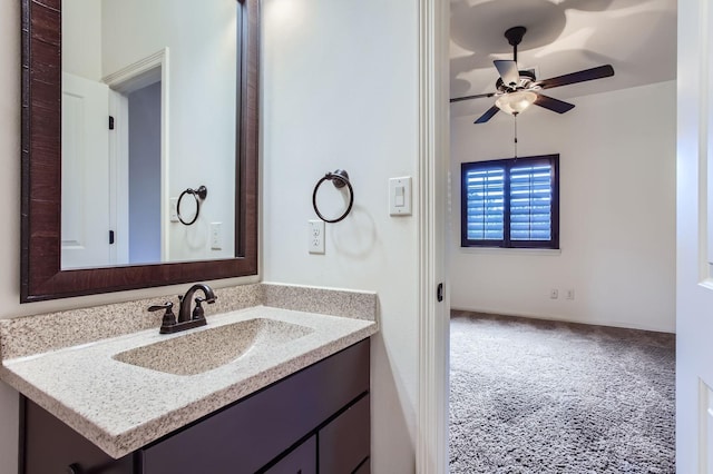 6 Freestone Stream Pl, Spring, TX 77389 - bathroom with vanity and ceiling fan