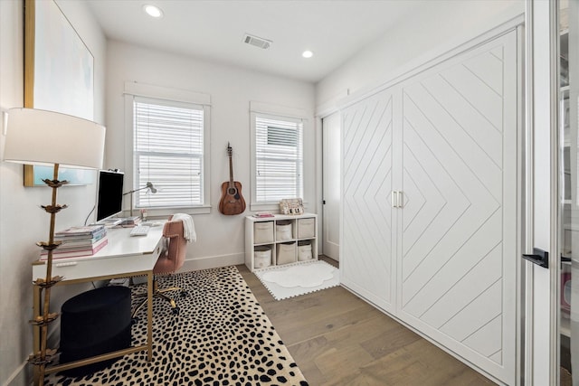 1026 Adele St, Houston, TX 77009 - office space featuring wood finished floors, recessed lighting, and baseboards