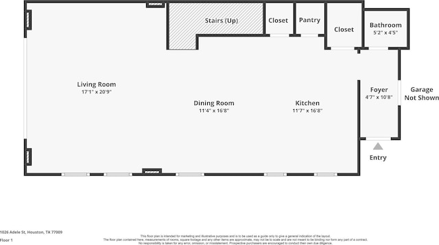1026 Adele St, Houston, TX 77009 - floor plan / room layout