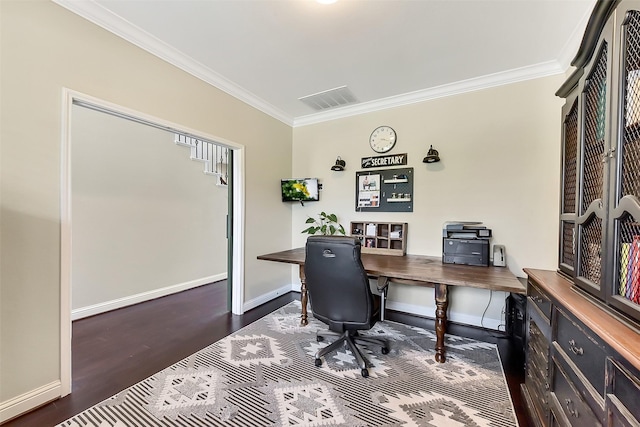 2610 Cedar Path Ln, Conroe, TX 77385 - office space featuring crown molding, baseboards, and wood finished floors