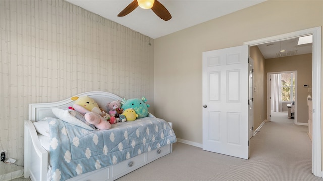 18725 Egret Oaks Ln, Webster, TX 77058 - bedroom featuring attic access, carpet floors, ceiling fan, and baseboards