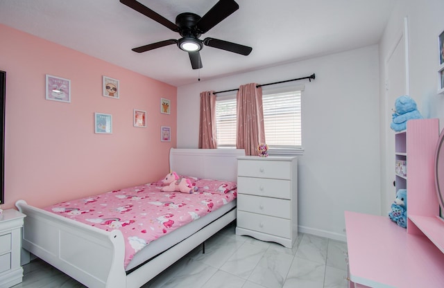 15014 Carol Chase Cir, Houston, TX 77489 - bedroom featuring light marble finish flooring and a ceiling fan