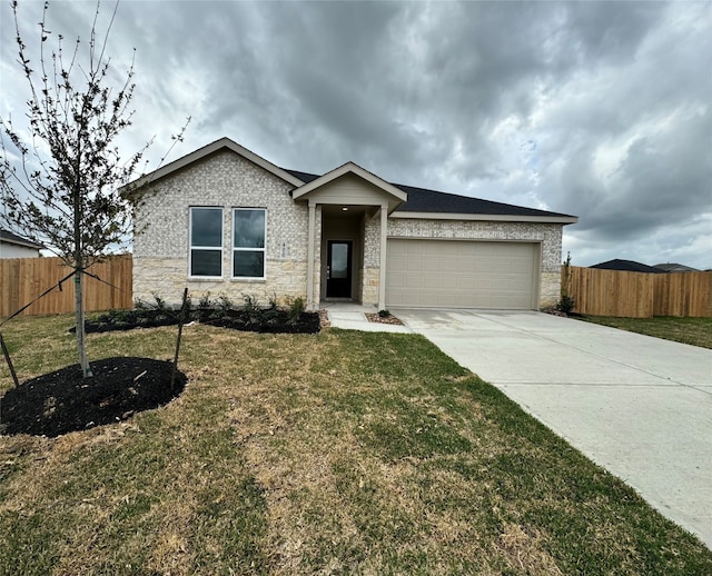 413 Robin St, Angleton, TX 77515 - ranch-style home with driveway, a garage, and stone siding