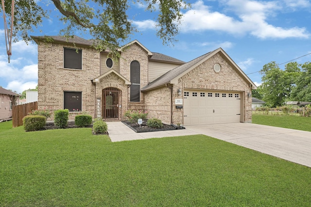 3518 Bain St, Houston, TX 77026 - view of front of home with an attached garage, concrete driveway, brick siding, and roof with shingles