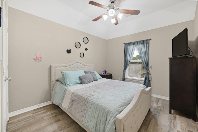 3518 Bain St, Houston, TX 77026 - bedroom with wood finished floors, baseboards, and a ceiling fan