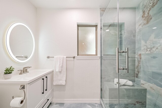 6315 Amie Ln Unit Cr879, Pearland, TX 77584 - bathroom with vanity and a marble finish shower