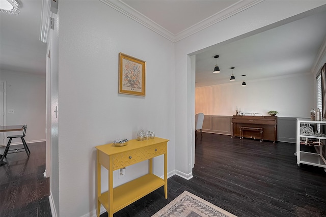 18206 Lake Bend Dr, Houston, TX 77084 - hall with crown molding, wood finished floors, and baseboards