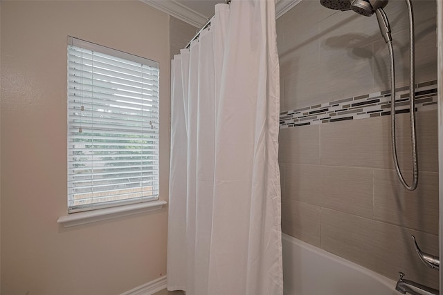 18206 Lake Bend Dr, Houston, TX 77084 - bathroom with shower / bathtub combination with curtain