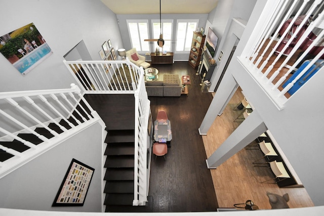 8910 Burleson Ct, Houston, TX 77064 - stairway with wood finished floors