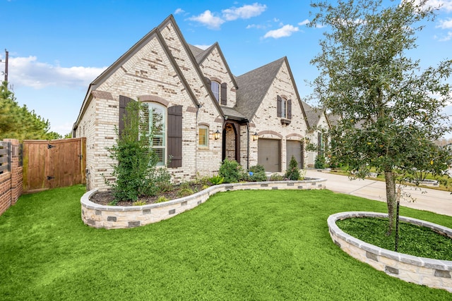 23603 Bottlebrush Terrace Trl, Katy, TX 77493 - view of front of house with brick siding, a gate, driveway, a garage, and a shingled roof