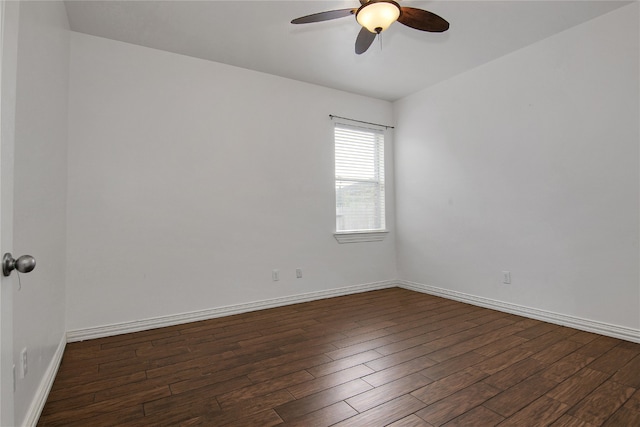 3014 Brahman Dr, Manvel, TX 77578 - empty room featuring ceiling fan, dark wood-style floors, and baseboards