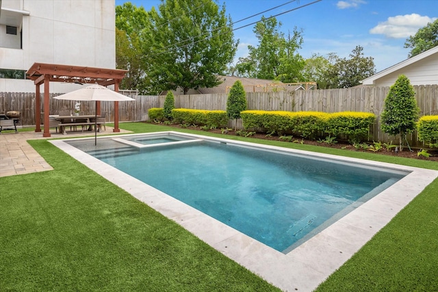 1243 Cheshire Ln, Houston, TX 77018 - view of pool featuring a patio, a pergola, and a pool with connected hot tub