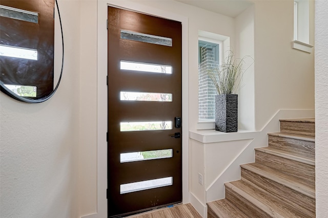 2905 Nagle St, Houston, TX 77004 - entryway with stairs and wood finished floors