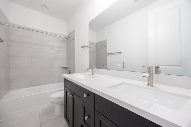 829 Laguna Green Ln, Katy, TX 77493 - full bath featuring tile patterned floors, toilet, double vanity, and bathing tub / shower combination