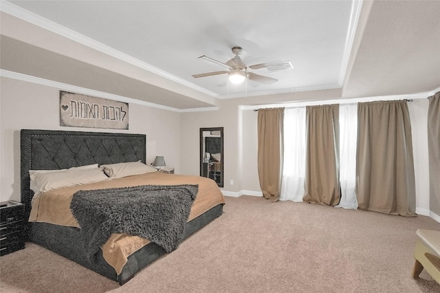 5014 Lillian St, Houston, TX 77007 - bedroom with light carpet, baseboards, crown molding, and ceiling fan