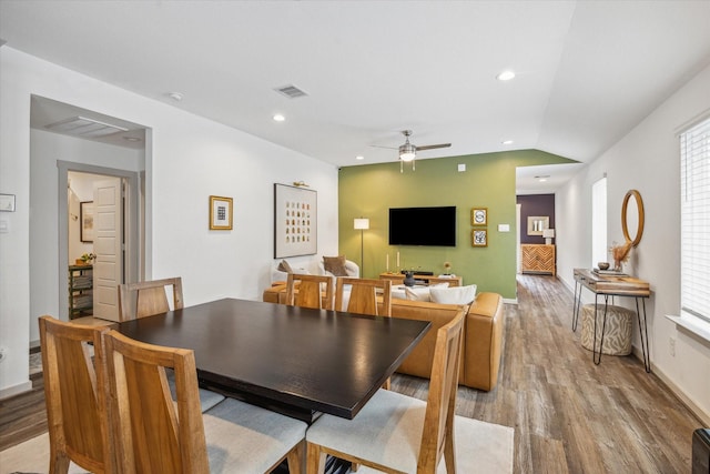 12717 Ermine St, Houston, TX 77047 - dining area with ceiling fan, light wood-style flooring, baseboards, and recessed lighting