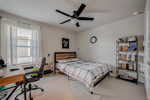 21450 Petherton Dr, Tomball, TX 77375 - bedroom with a desk, ceiling fan, and carpet floors