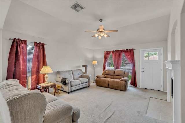11823 Lois Ln, Pinehurst, TX 77362 - carpeted living room with a ceiling fan