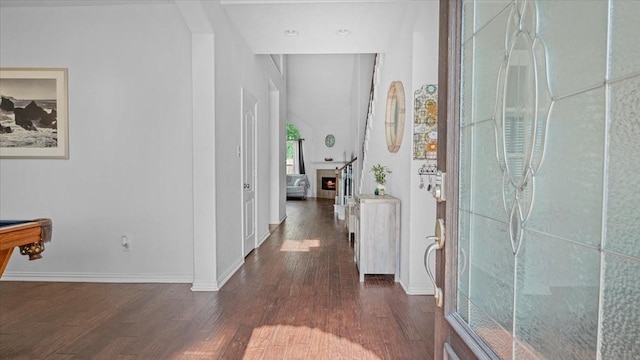 19603 Pitchstone Dr, Tomball, TX 77377 - corridor featuring dark wood-type flooring and baseboards