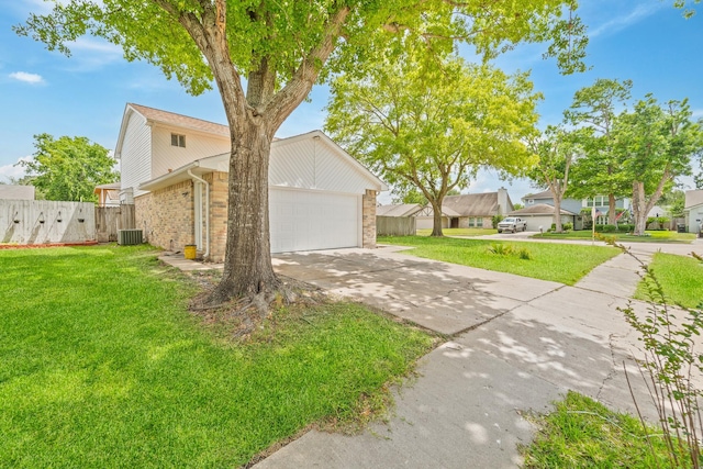 16202 Pasadero Dr, Houston, TX 77083 - view of front of home featuring brick siding, concrete driveway, an attached garage, and a residential view