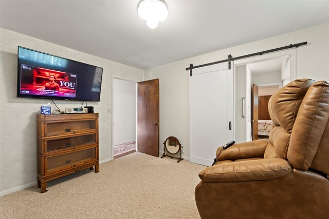613 Bolling Green Dr, Wharton, TX 77488 - sitting room with carpet floors, a barn door, and baseboards