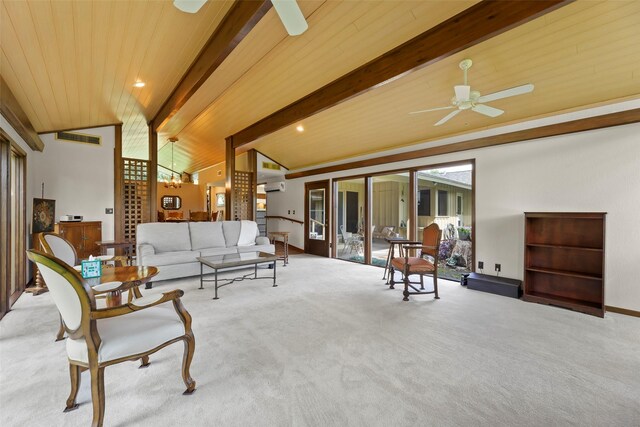 613 Bolling Green Dr, Wharton, TX 77488 - living room featuring a ceiling fan, carpet flooring, and a wall unit AC