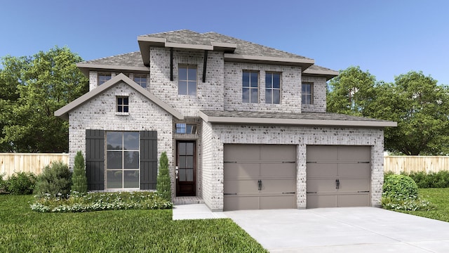 8931 Flounder Ridge Dr, Cypress, TX 77433 - french provincial home featuring concrete driveway, brick siding, and a garage
