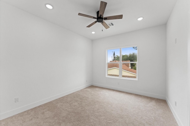 514 Melbourne St Unit B, Houston, TX 77022 - unfurnished room with light carpet, recessed lighting, baseboards, and a ceiling fan